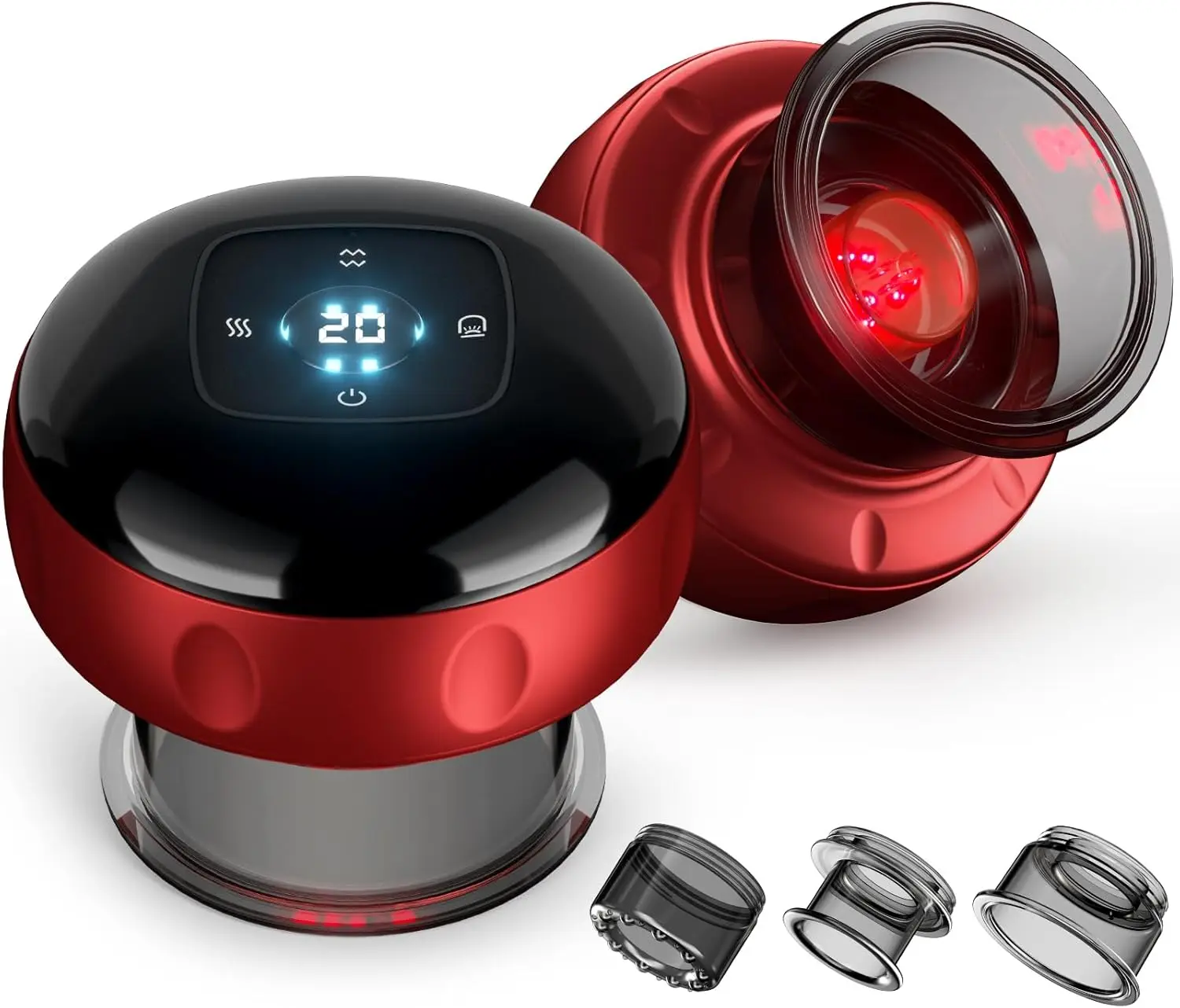 2er-Pack Smart Cupping Massagegerät, 7-in-1 Rotlichttherapie-Set mit Wärme zur Schmerzlinderung und Hautstraffung