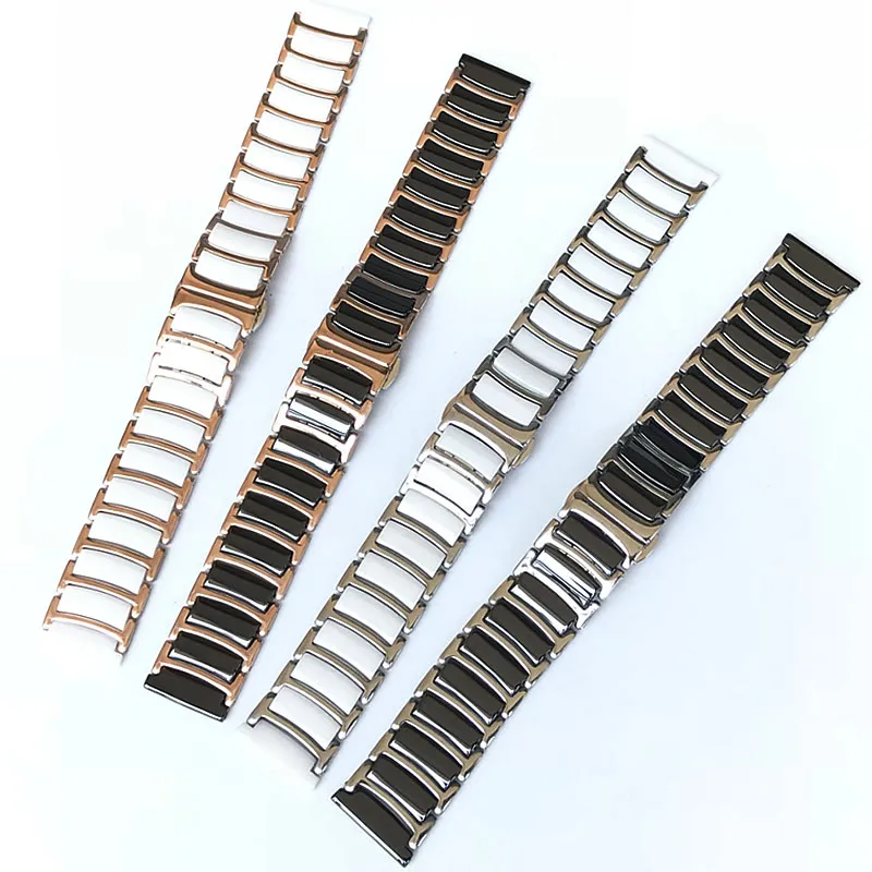 20mm 22mm Watch band Ceramic strap stainless steel watchband Bracelet Butterfly Clasp Men Women fashion watch wristwatch Belt