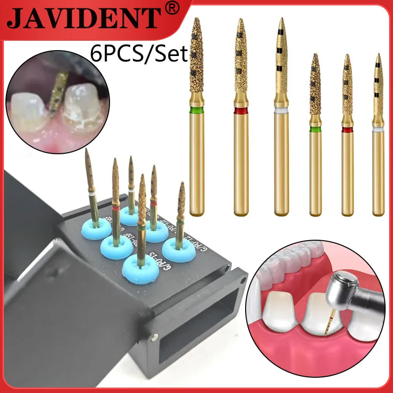 

6 шт./компл., набор наконечников для подготовки зубов, наконечник для подготовки зубов вертикального типа, инструменты для восстановления полости рта с полной короной