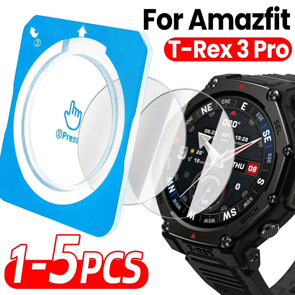 1-5 шт. для Amazfit T-Rex 3 Pro закаленное стекло, легко устанавливается, защитная пленка для экрана, защитная пленка от царапин, HD прозрачные пленки для часов