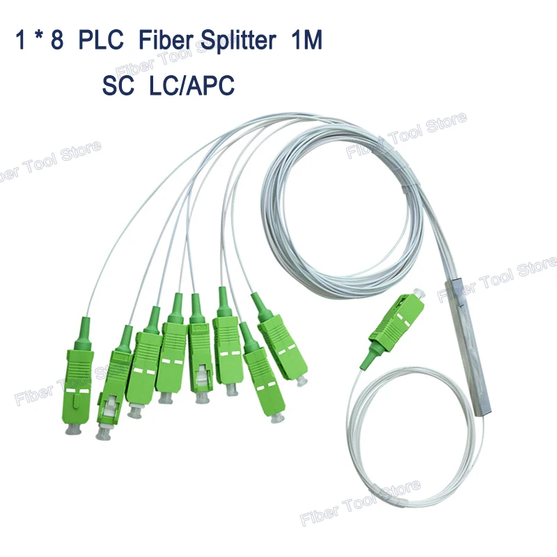 Free Shipping 10Pcs/Lot PLC 1X8 SC/APC Fiber Optical Splitter 1x8 SC UPC Connector 1M FTTH Fiber Optical Line Splitter