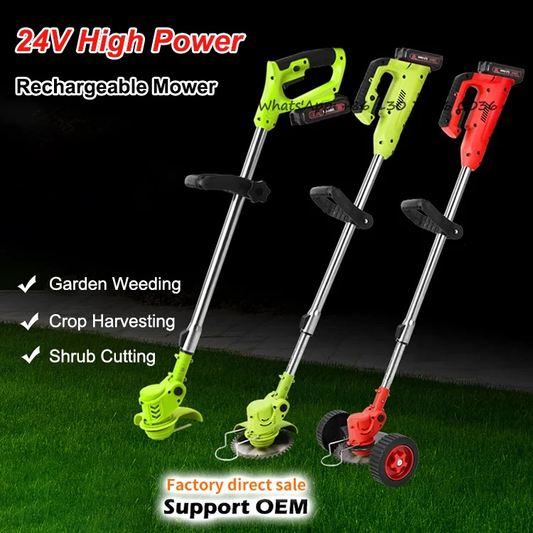 Garden Tool Portable Lawn Mower Extendable Angle Adjustment Rechargeable Lithium Electric Grass Trimmer for Field Weed Plants