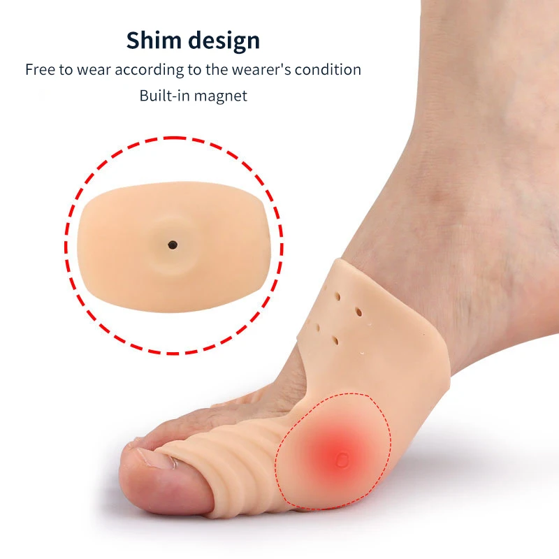 1pair Magnet Forefoot Insoles Toe Separator Cushion Pad Pain Relief Shoes Insoles Finger Toe Hallux Valgus Corrector Gel Pads