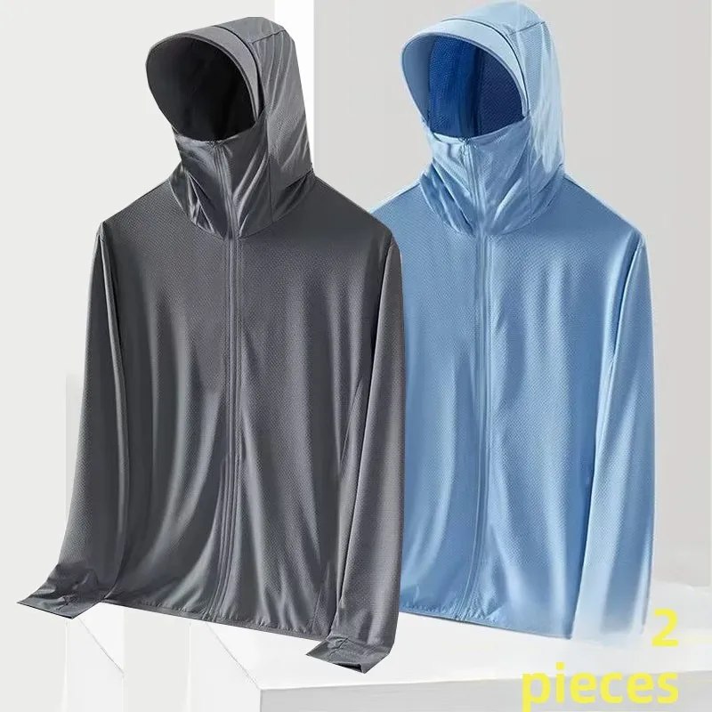 

Men's And Women's Summer Thin Ice Silk Sun Protection Clothing Qui Dry Fiing Me Breathable Outerwear Loose Fit Jaet