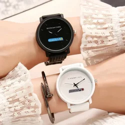 Reloj de cuarzo de silicona para hombre y mujer, cronógrafo minimalista de marca de lujo, informal, para San Valentín, color blanco y negro, 2 unidades, 2024