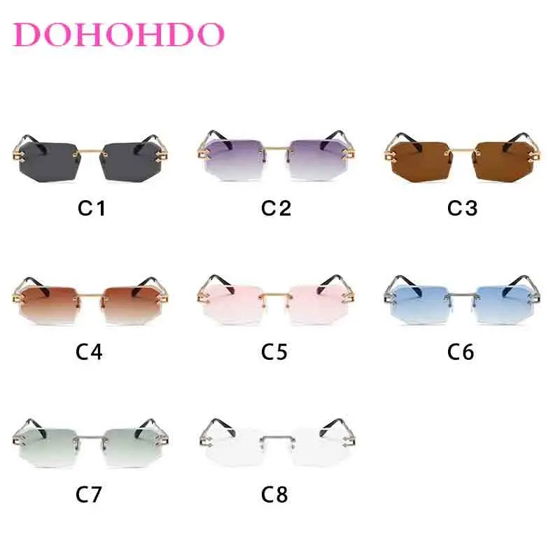 Y2K Popular Vintage Rimless Irregular Square Sunglasses Women For Men Luxury Brand Designer Sun Glasses Punk Metal Shades UV400