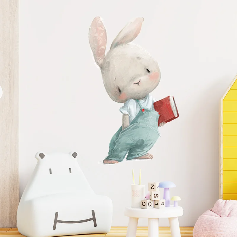 

Cartoon Rabbit Wall Stickers for Kids Room Baby Room Wall Decals Nursery Room Bedroom Wall Decor Stickers Interior PVC Mural