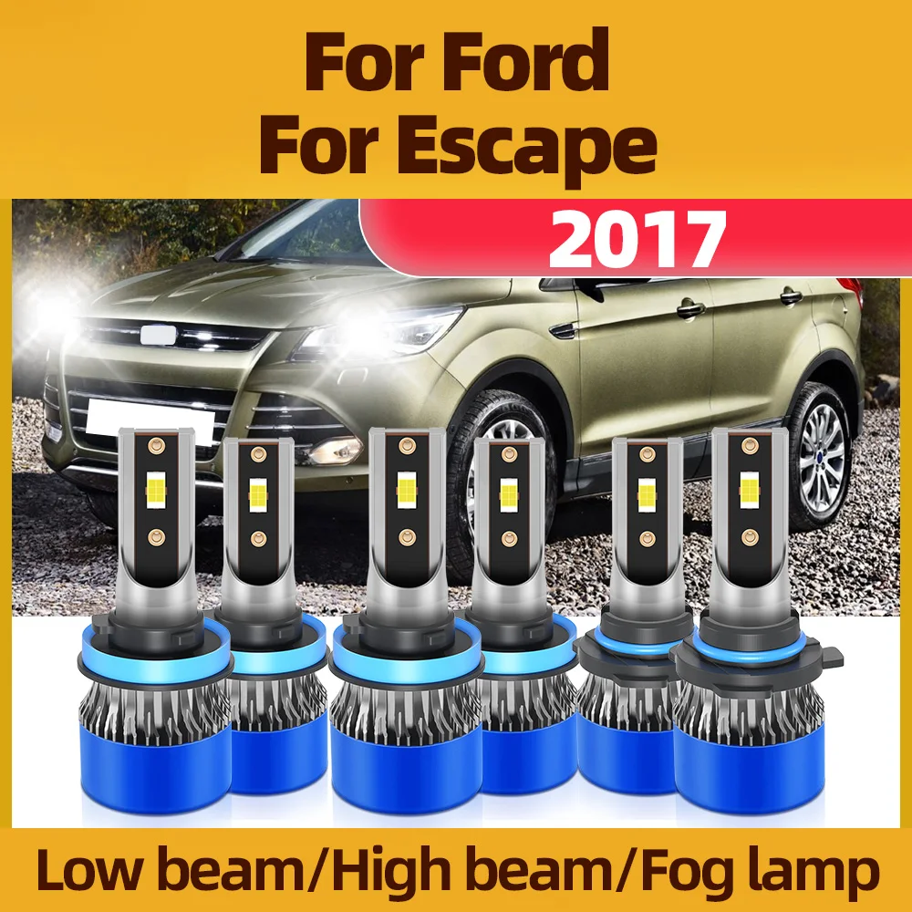 

Fit For Ford Escape 2017 LED Lamps 9005/HB3 H11 Hi/Lo Beam H11 Fog Light 24000LM/pair 6000K White Enhanced Night Visibility