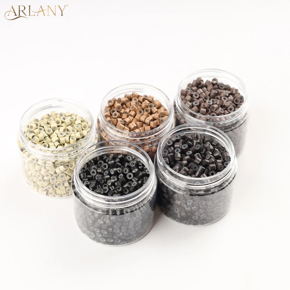 

ARLANY 4mm Hair Extension Beads for Sewing Weft Extensions Hair Tinsel Extensions 1000 Pcs Micro Ring Bead for Feather Extension