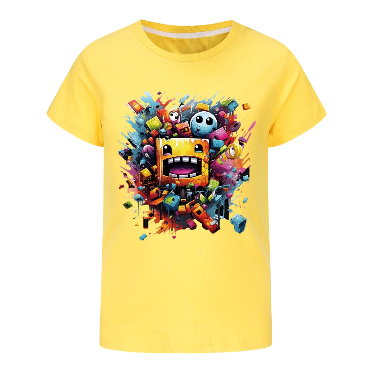 Geometry Dash Kids Cothes T Shirt Kids Funny Harajuku Graphics Tshirt Baby Boys Cotton Tops Toddler Girls Casual T-Shirts3276