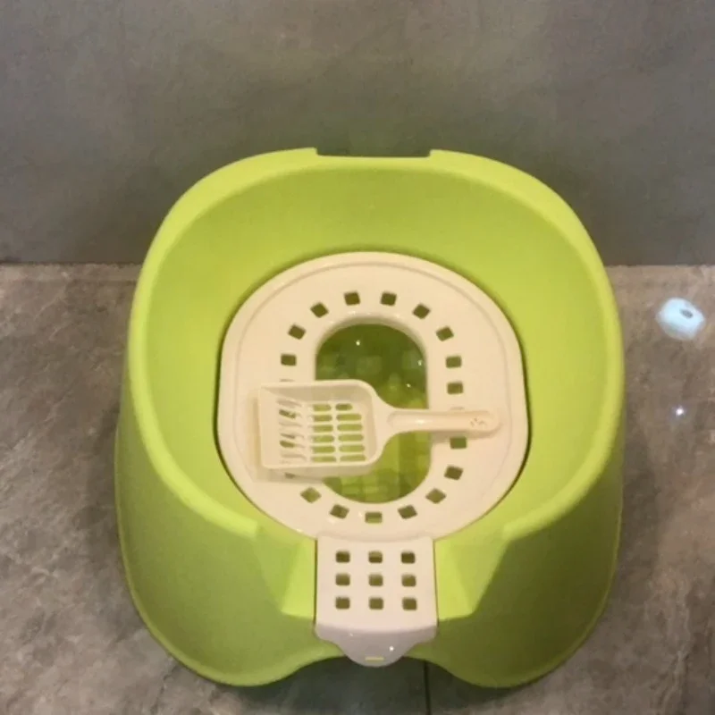 Cat squatting litter basin semi enclosed cat toilet Cat sitting toilet Double layer urinal Pet toilet