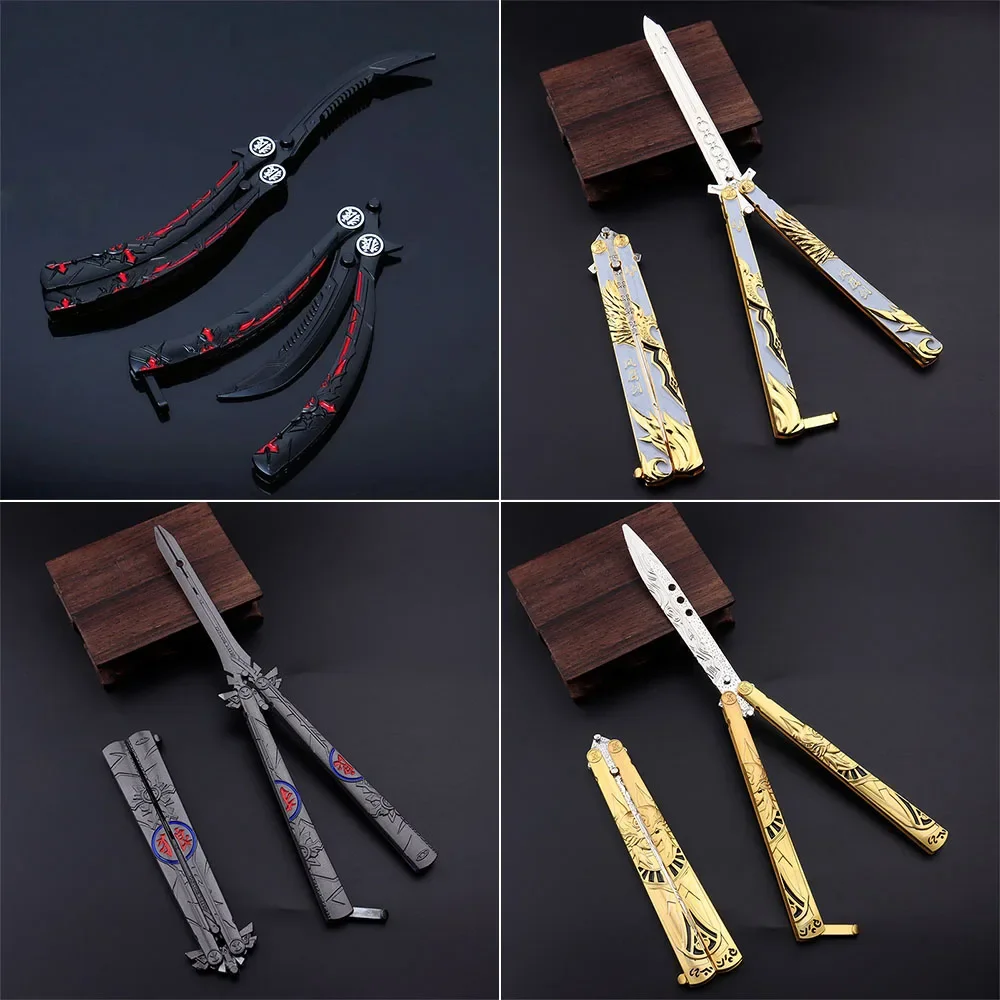 Hot Animation Game Genshin Impact Butterfly Knife Toy Unsharped Metal Weapon Wolf\'s Last Road Stick Cyno Weapon Model Gift