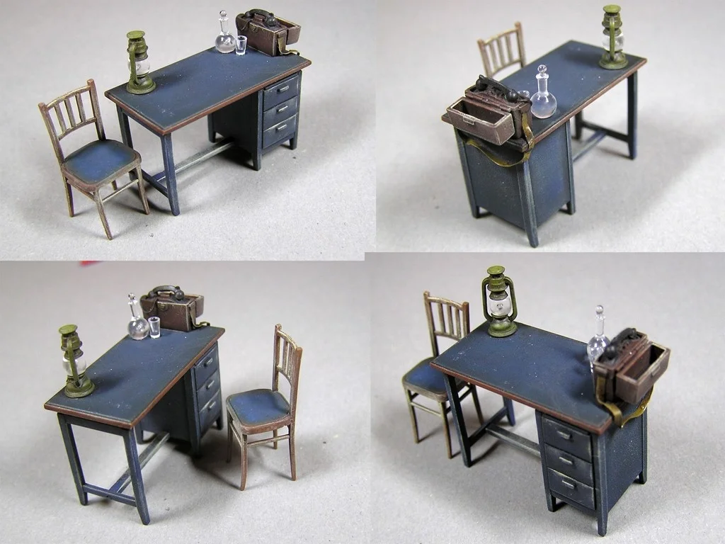 1/35 Scale Die-casting Resin Model Making Desk Office Scene Layout Model Unpainted (no Stickers)