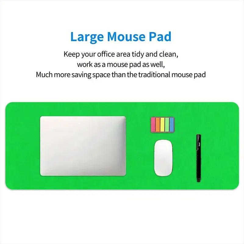 Цельный яркий зеленый настольный коврик, нескользящая основа, идеально подходит для игрового использования и офисного использования, размеры 31,5 x 11,8 дюйма.