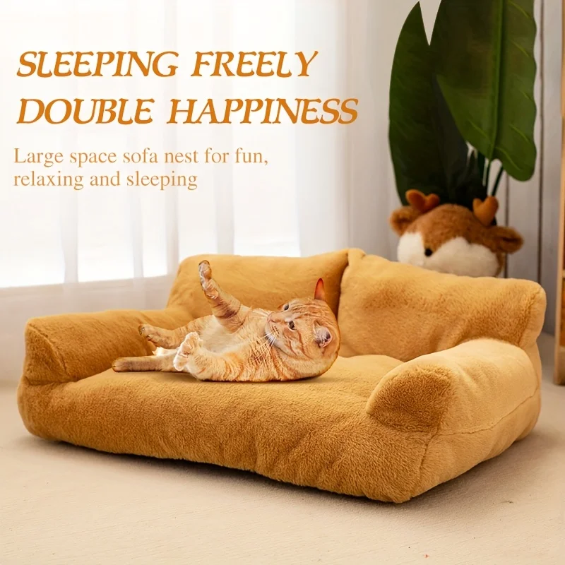 

1 Piece Plush Winter Pet Bed Non-Slip Washable Polyester Sofa Comfortable Couch for Cats And Dogs.washable polyester fiber sofa,