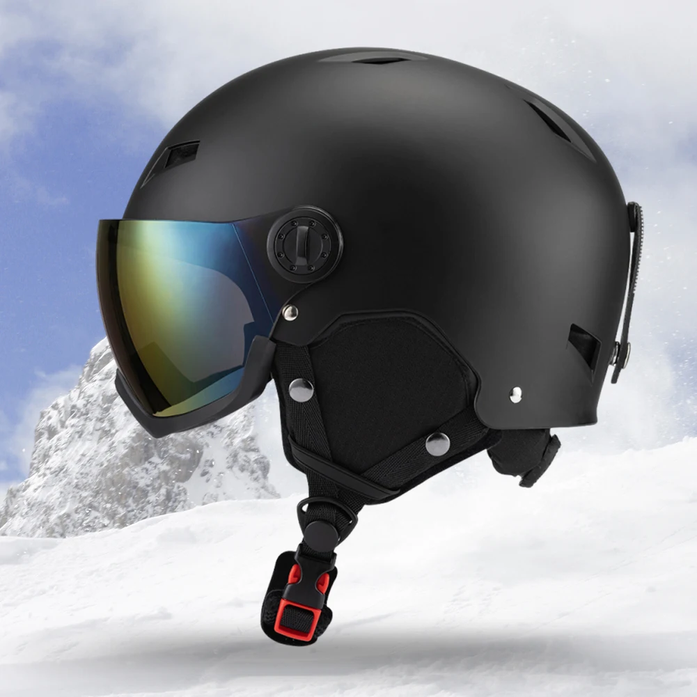 

Ski Helmet EPS Snow Helmets Adjustable Fit Women Men Anti-Impact Safety Snow Helmet Cooling Vents Ski Glasses Integrally Molded