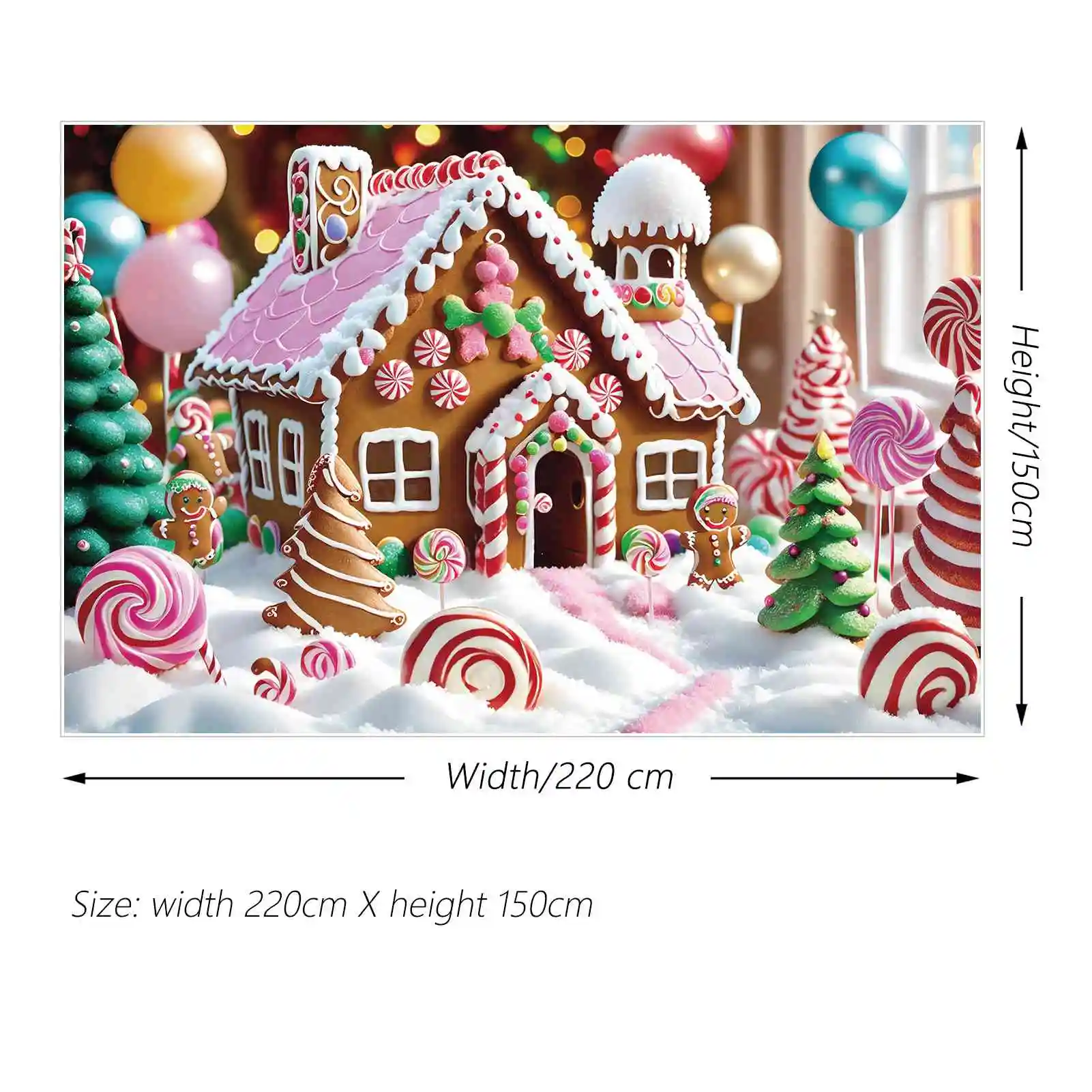 MOON.QG Backdrop Baby Christmas Party Photozone Background Children Gingerbread House Candyland Home Lollipop Photography Props