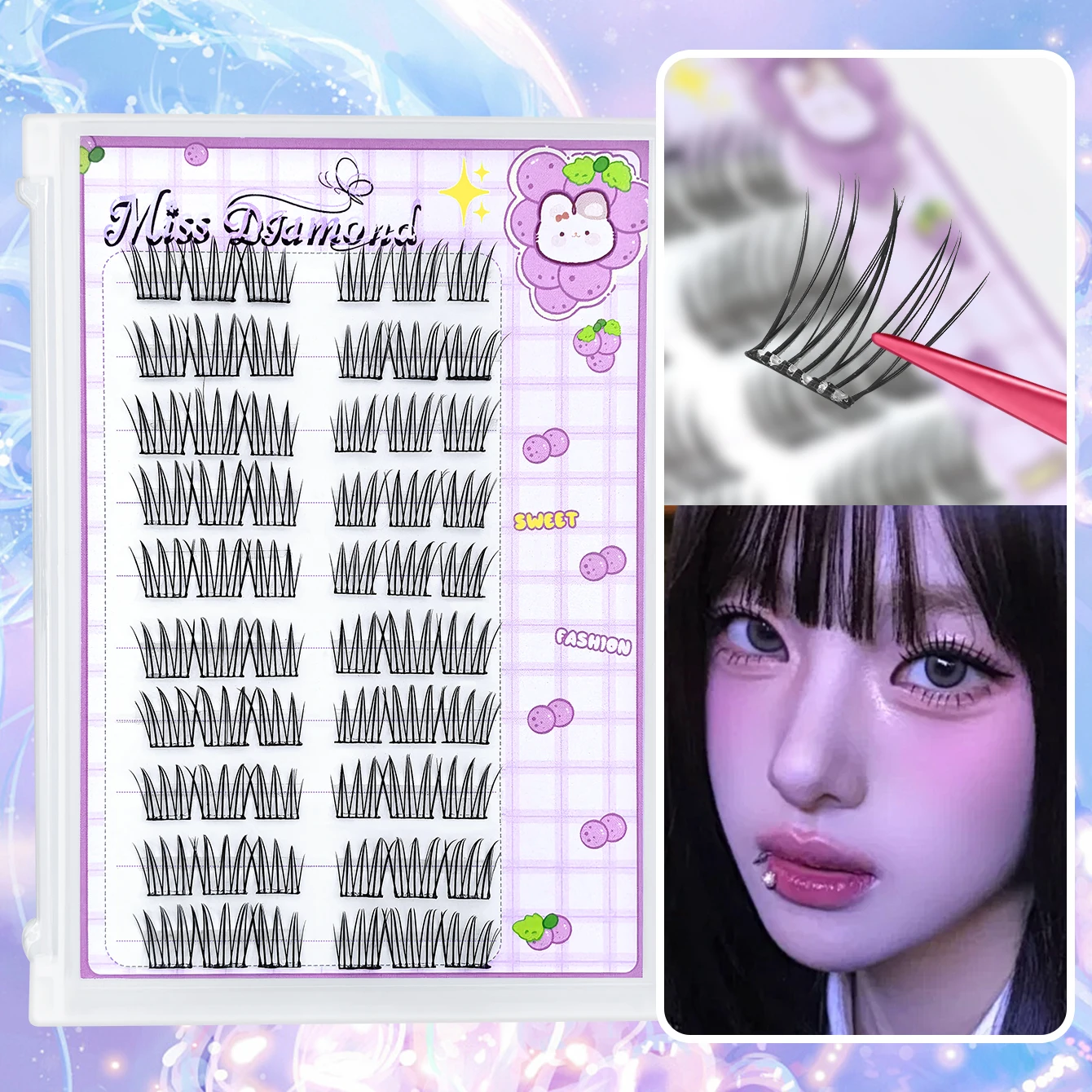 60-Piece Glue-Free Self-Adhesive False Eyelashes, Perfect for DIY Projects and Festive Celebrations.