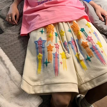 남성용 여름 러닝 반바지, 캐주얼 조깅 스포츠 반바지, 패턴 인쇄 컬러 드로스트링, 느슨한 건조 체육관 스포츠 반바지 