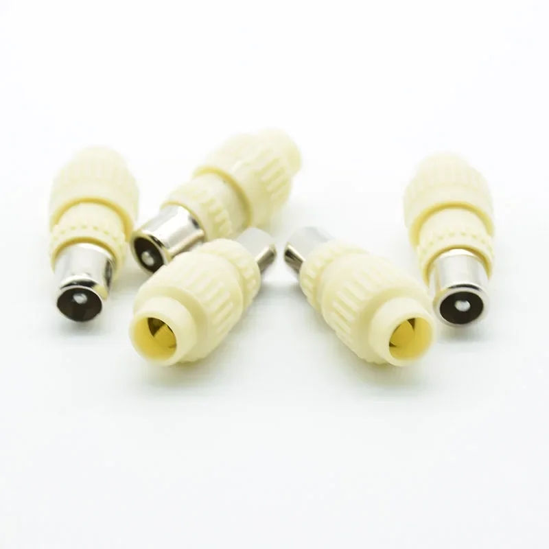 10pcs yellow Cable  TV plug without welding type RF head RF cable connector TV head closed circuit  bamboo male