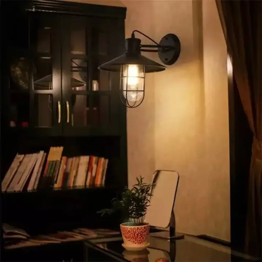 

American Wall Lamp Retro Creative Stair Aisle Living Room Bedroom Iron Hemp Rope Wall Lamp Sconce Wall Light Lamp