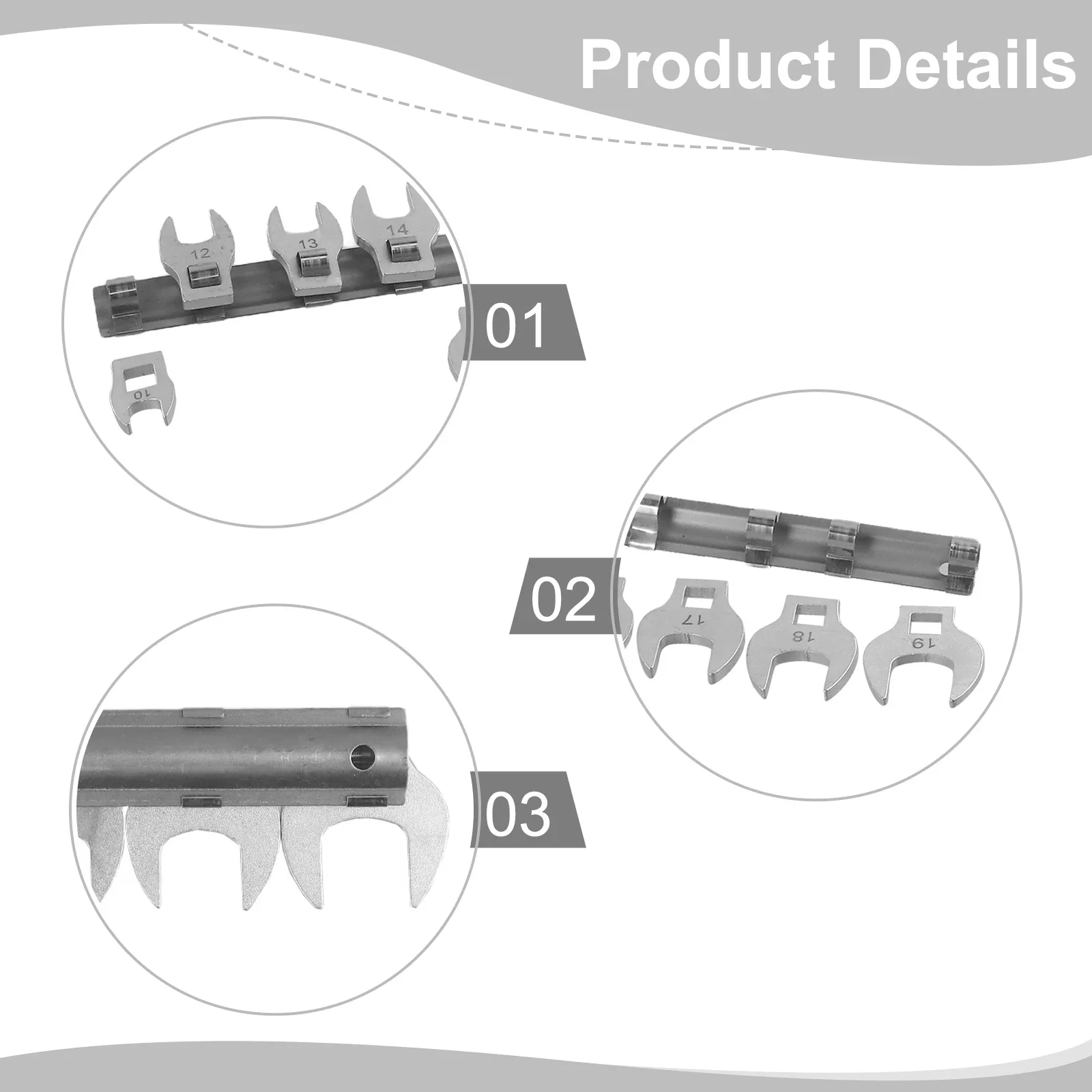 8Pcs 3/8 Inch Drive Crowfoot Wrench 10 To 19mm Metric Foot Open End Spanner Workshop Equipment Wrenches Hand Tools