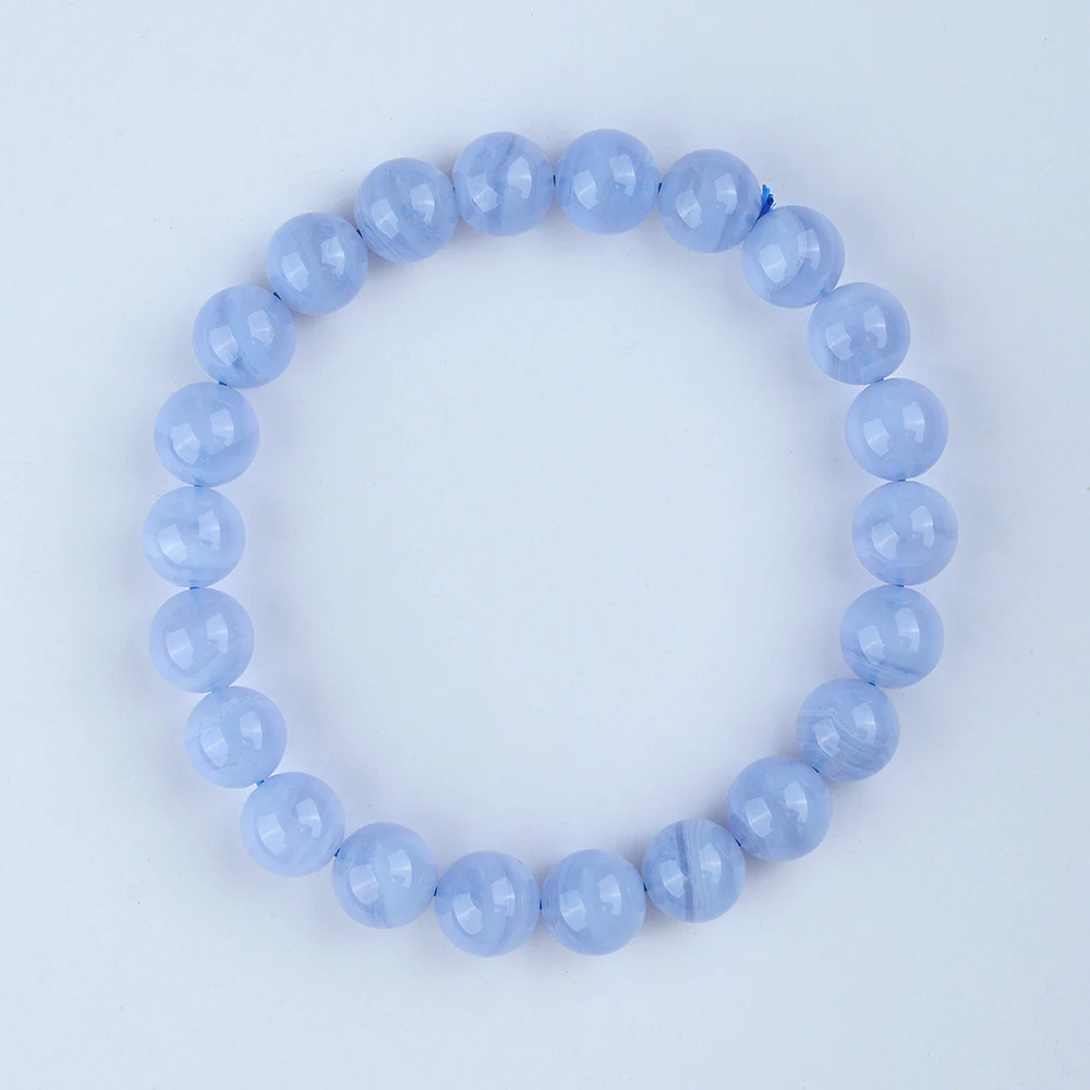 A++ Natural Blue Lace Agate Bracelet 8mm 9mm Loose Gemstone Beads for Jewelry Making Wholesale Crystal Beads DIY Accessories