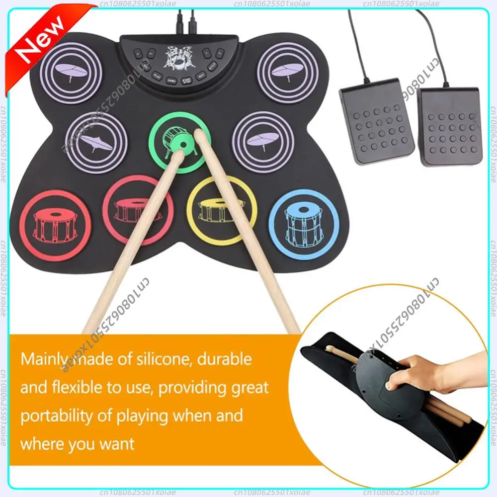 

Электронный контроллер для барабанной педали, настольный барабанный набор USB с барабанными палочками, сенсорная чувствительность, отличный подарок на праздник или день рождения для детей