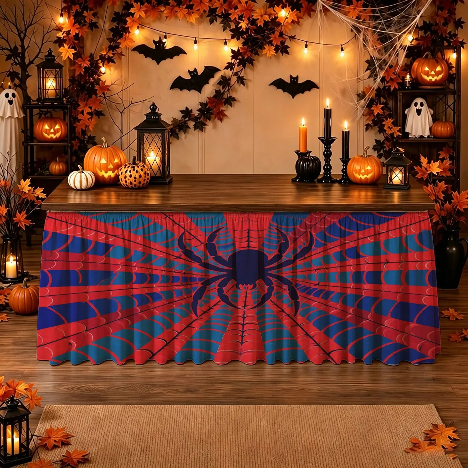2D Flat tablecover 1pc Halloween, Christmas, Party Tablecloth Scary Table Skirt Set of 1 piece
