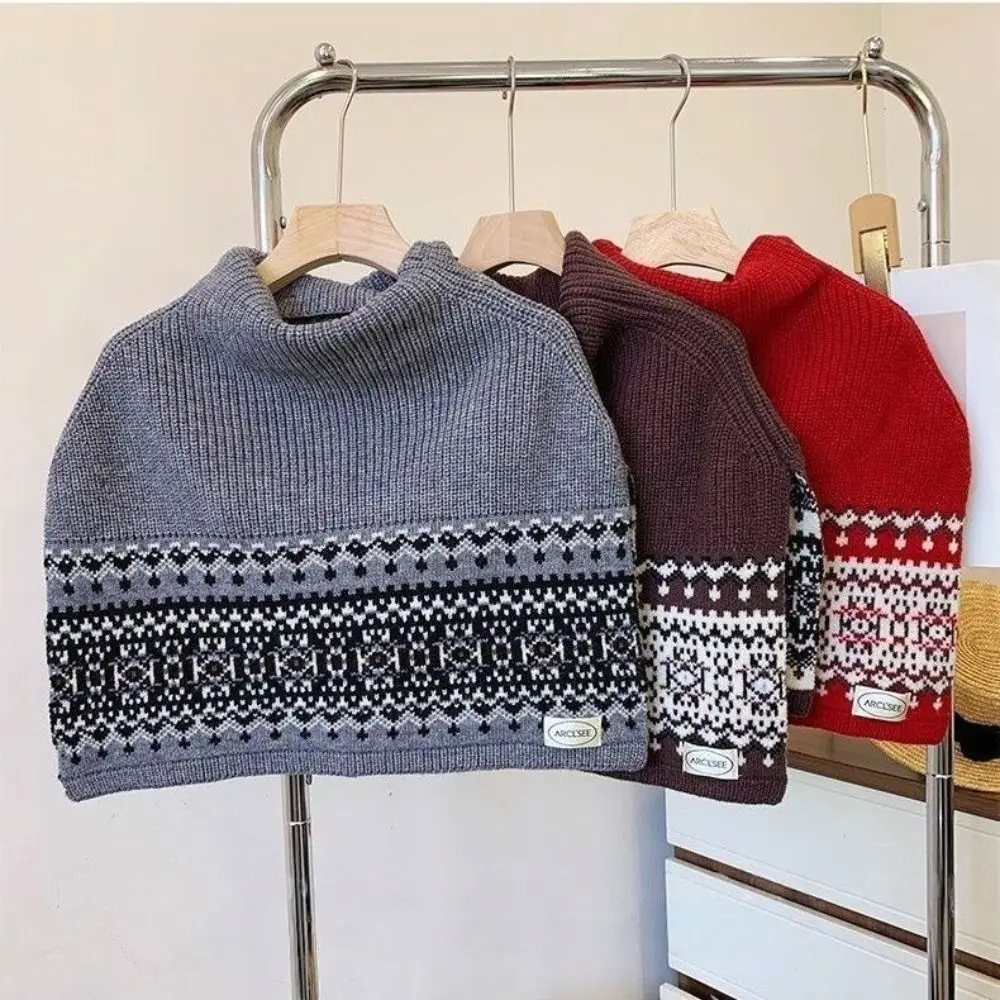 

Простой вязаный шарф-пальто в стиле Фэр-айл, утолщенный, с асимметричным жаккардовым узором, в корейском стиле, теплый, для девочек