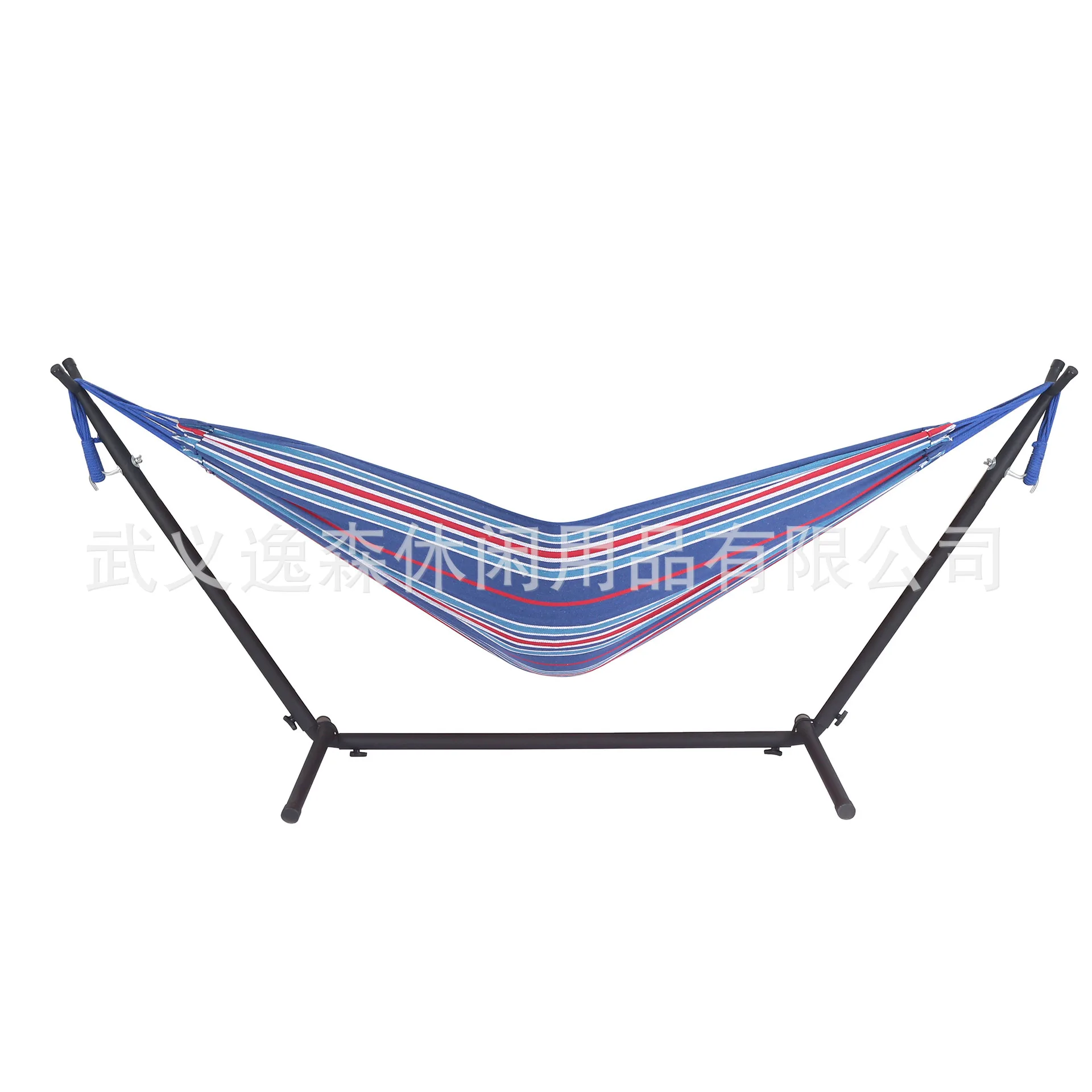Outdoor single and double striped canvas hammock portable camping horn bracket hammock courtyard sample bag anti-rollover swing
