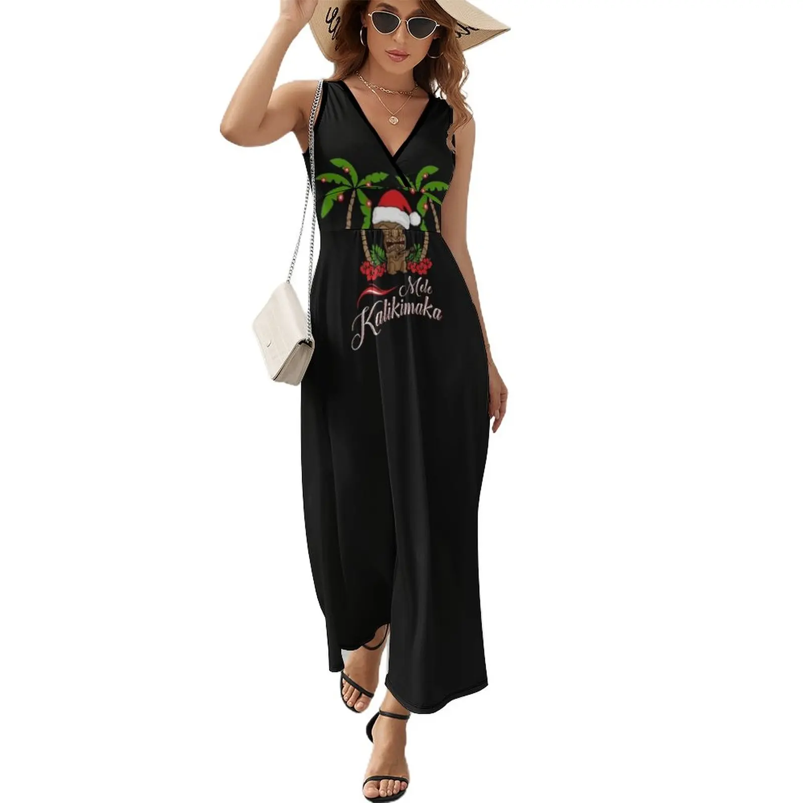 

Mele Kalikimaka Tiki Santa Merry Christmas Sleeveless Dress luxury evening dress woman for wedding summer dresses for women 2024