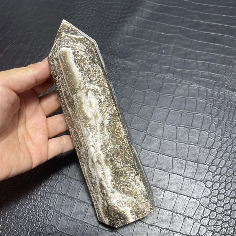 970g Natural Pretty Ocean Jasper Stones Tower Wand Point Energy Meditation Spiritual Healing Feng Shui Crystals Room Decortion