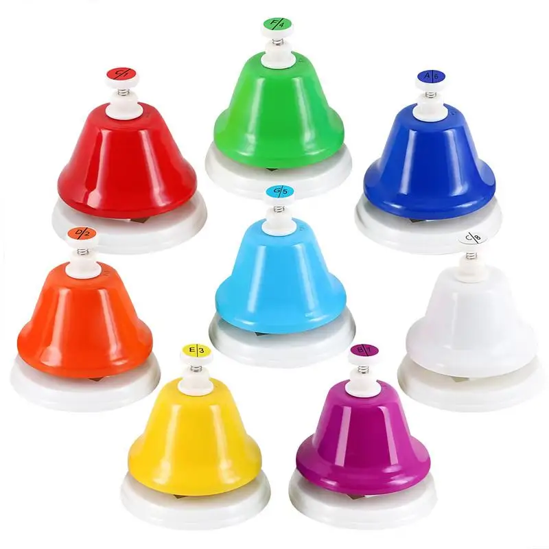 Service Bell For Desk Stainless Steel 8-Note Desk Bell With Clear Sound Anti Slip Base Colorful Musical Instrument