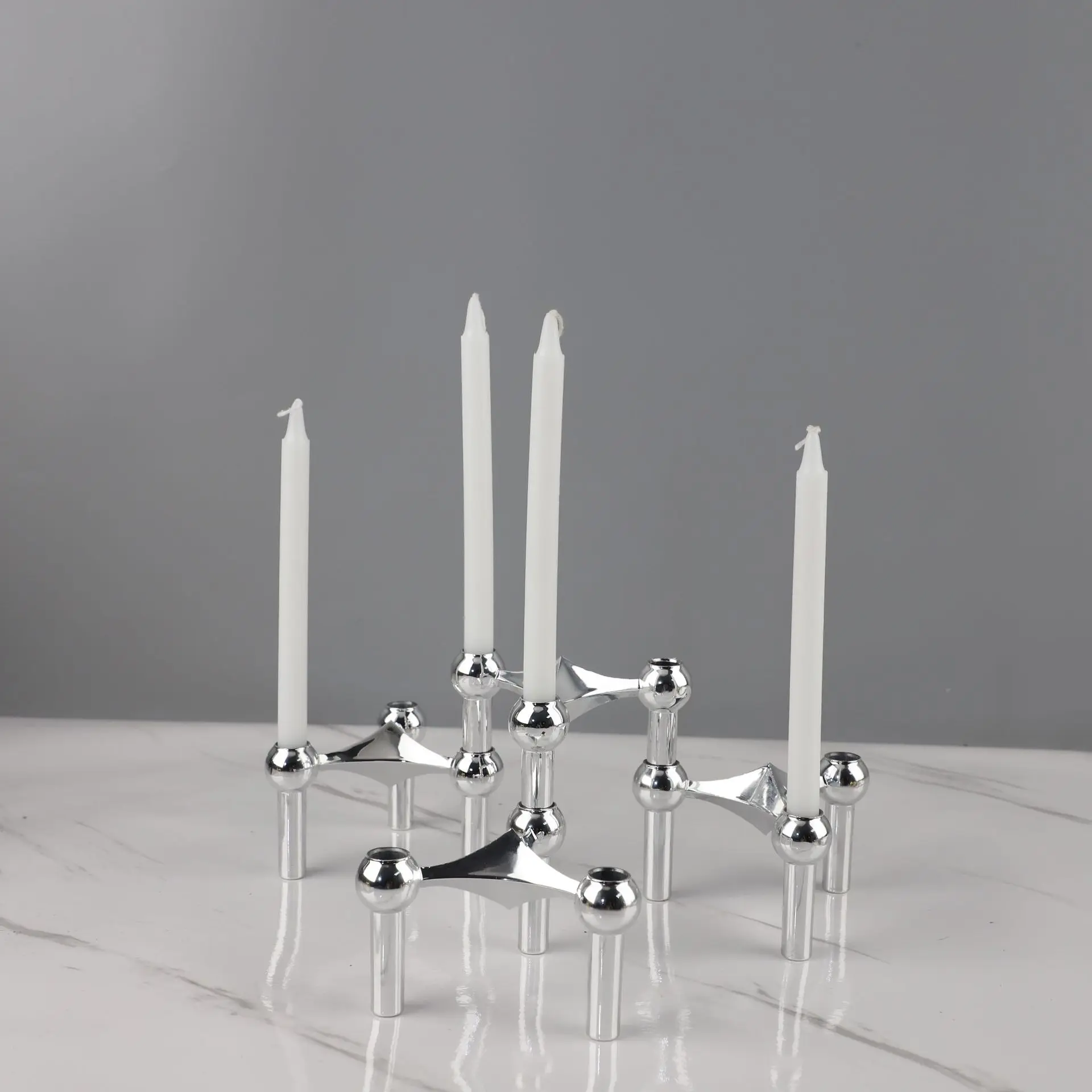 Metal Triangular Candlestick Holder, Decorative Desktop Ornament for Coffee Table, Living Room & Model Room Home Display