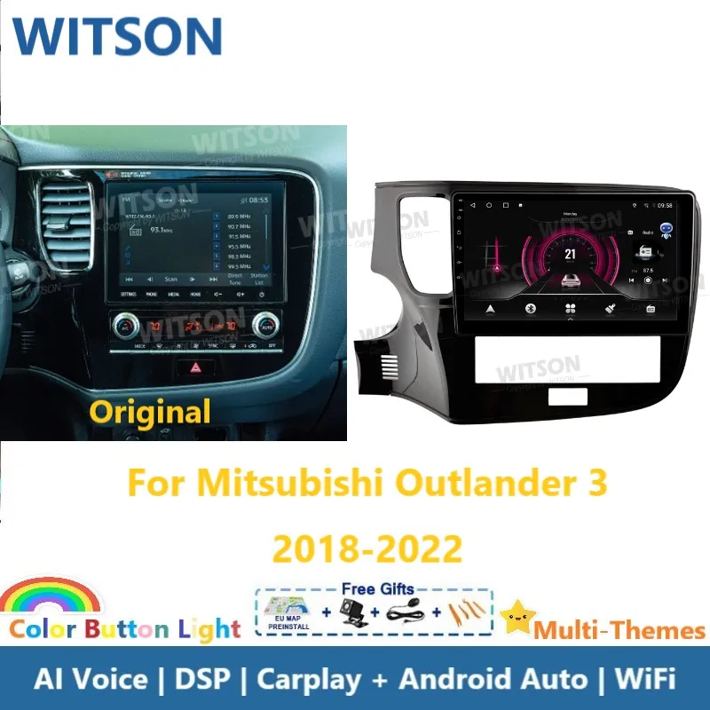 WITSON Android 14 Auto Stereo For Mitsubishi Outlander 3 2018-2022 Car Radio Carplay Multimedia GPS Vehicle Head Unit