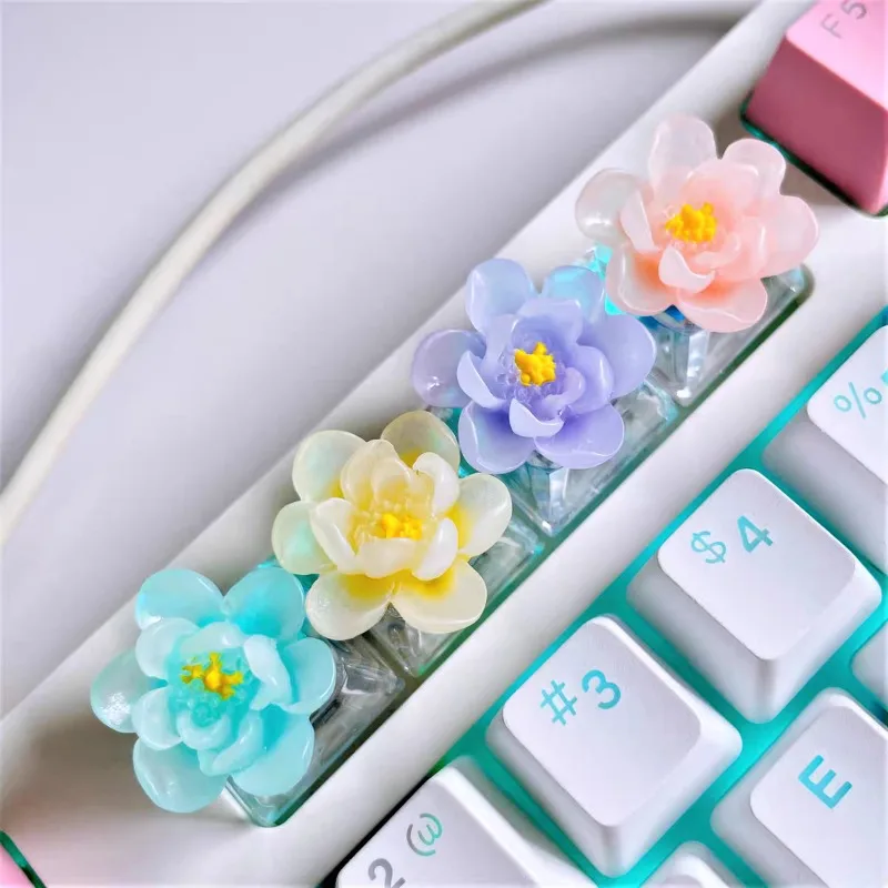1PC Lotus Game Keycap Cute DIY ESC Keycaps For MX Switch Mechanical Keyboard Office Gaming Accessories Friend Gift