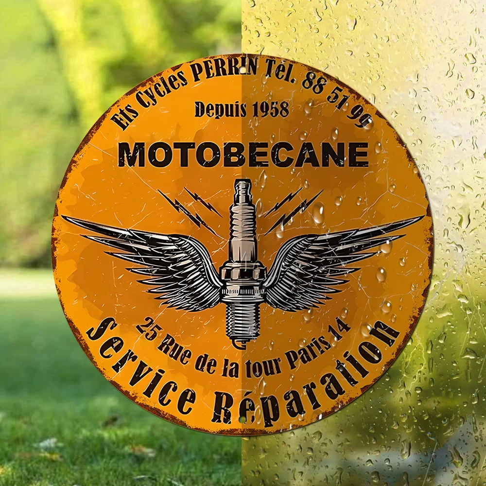 1pc MOTOBECANE Vintage Aluminum Wall Sign 20.32x20.32 cm - Retro Motorcycle Art with French Text, Orange & Black Metal Plaque fo image 6