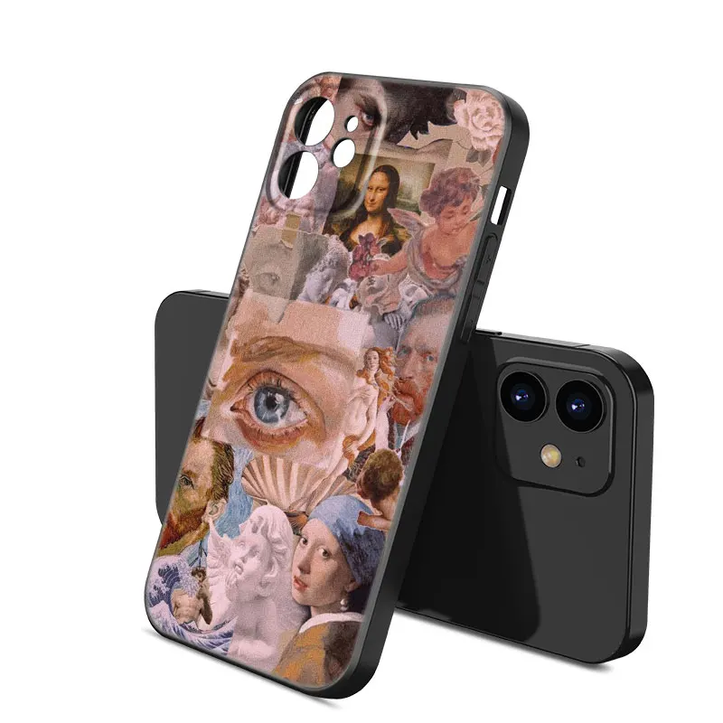 Van Gogh Klimt Kiss Phone Case For Apple iPhone 12 13 Mini 11 14 15 Pro XS Max 7 8 Plus X XR SE 2020 2022 Black Silicone Case