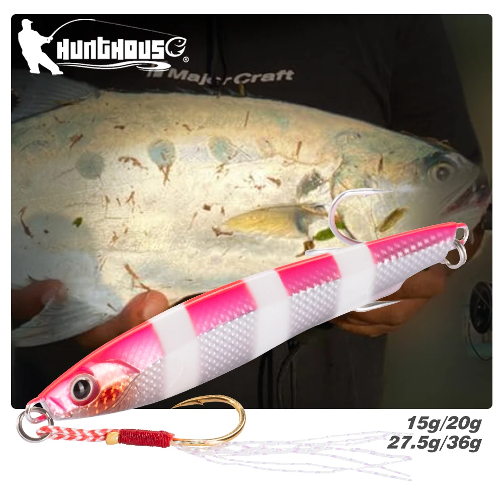 

Hunthouse Metal Jig Flshing Lure Slow Cast Sinking Hard Bait Spoon 15g 20g 27.5g 36g Trolling for SeaBass Trout Pike Bass Twich