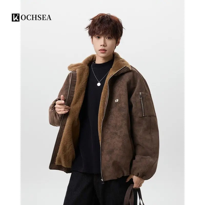 

Мужская зимняя куртка-бомбер с отстегивающимся меховым воротником, водонепроницаемая, теплая, с вышивкой, для армии, полетов, кемпинга, гонок, в стиле вестерн, из шерсти