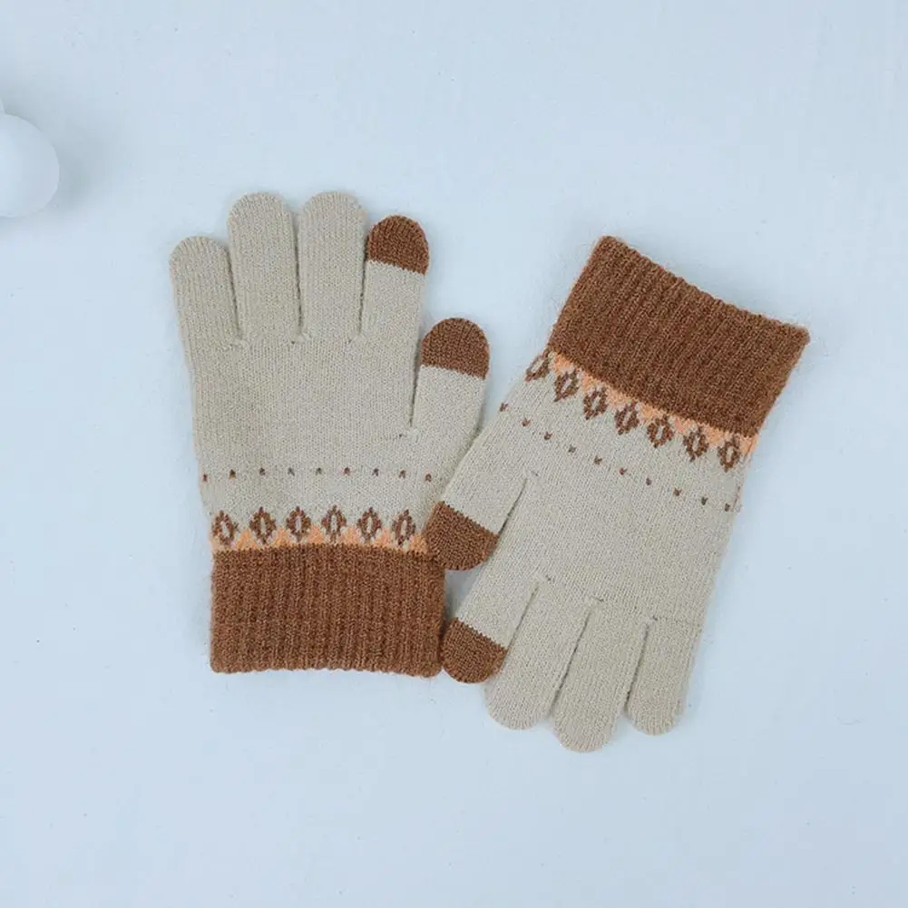 Weather Children Gloves Children Gloves Warm Stretchy Kids Knitting Gloves for Autumn Winter Colorful for Boys for Students