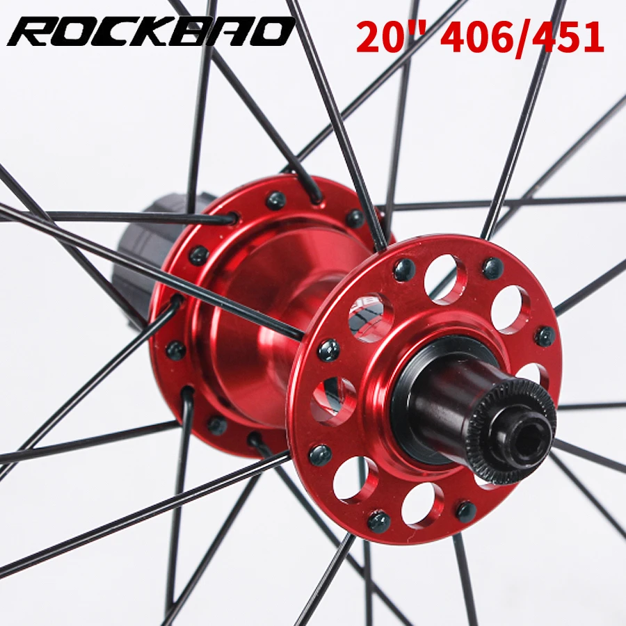 ROCKBAO 20inch Folding Bicycle Wheelset 406/451 V Brake Rim 40mm Aluminum Alloy 2/4 Bearings 7-11Speed Bike Wheel Set