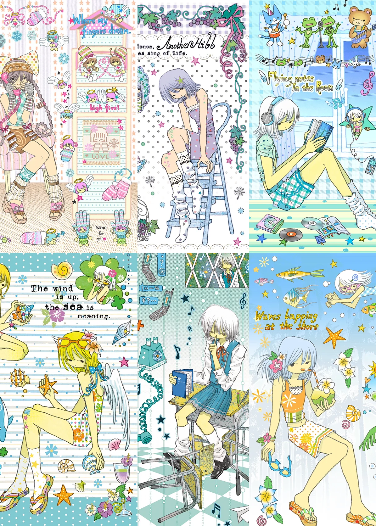ubblegum-Lavender-Sky-Mint-Teal-Sun Six-Theme Angel-Girls for Mixed Diaries
