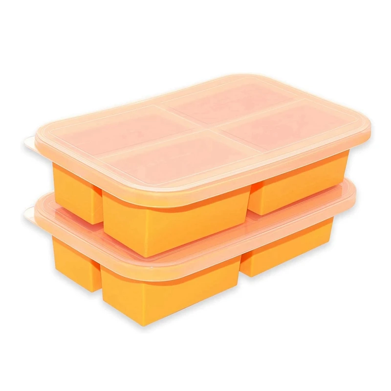 

Cup Silicone Freezing Tray With Lid,2 Pc , Easy-Release Silicone Freezer Tray Food Freezer Molds Freeze And Store Soup