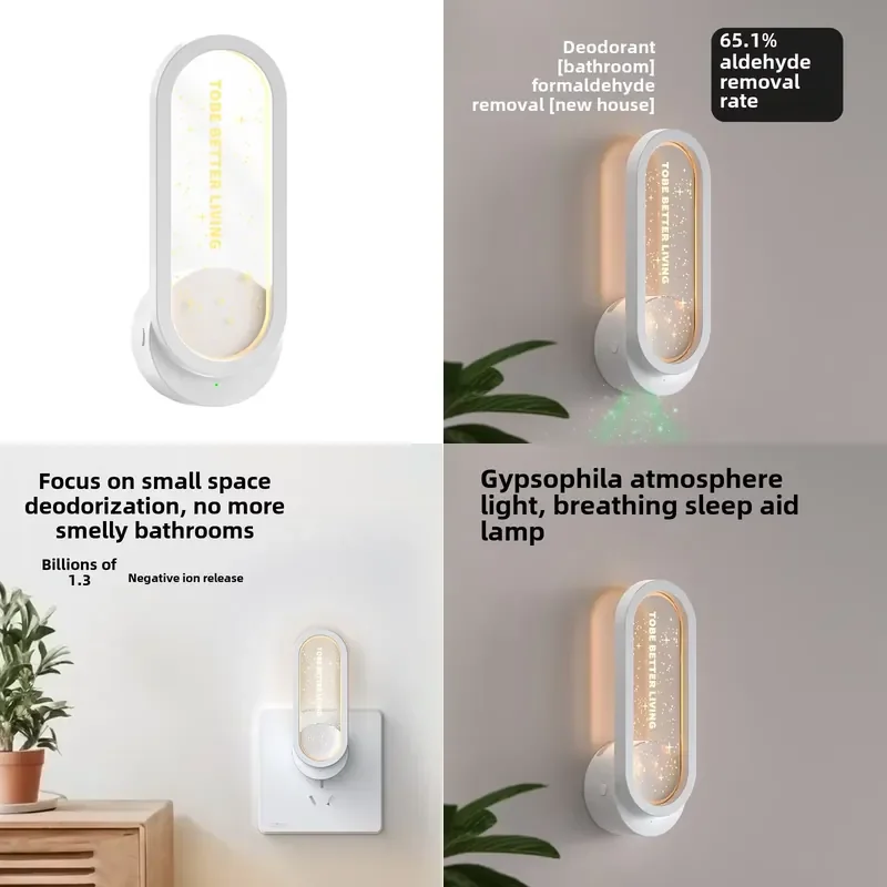Small negative ion air purifier, toilet and bathroom odor remover, star atmosphere light