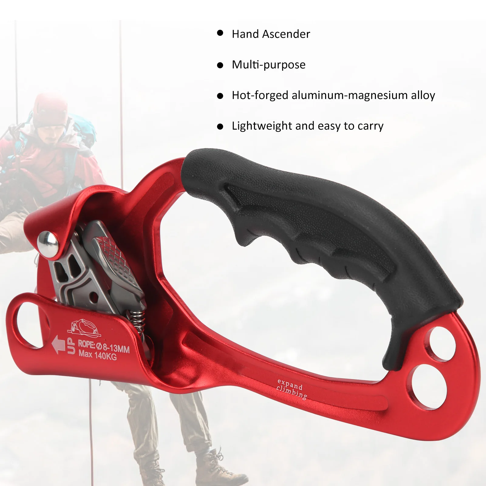 Arborist Equipment Climbing Ascender Rock Rappelling Right Hand Riser Arborist Gear Rope Clamp for Aloft Work Engineering Caving