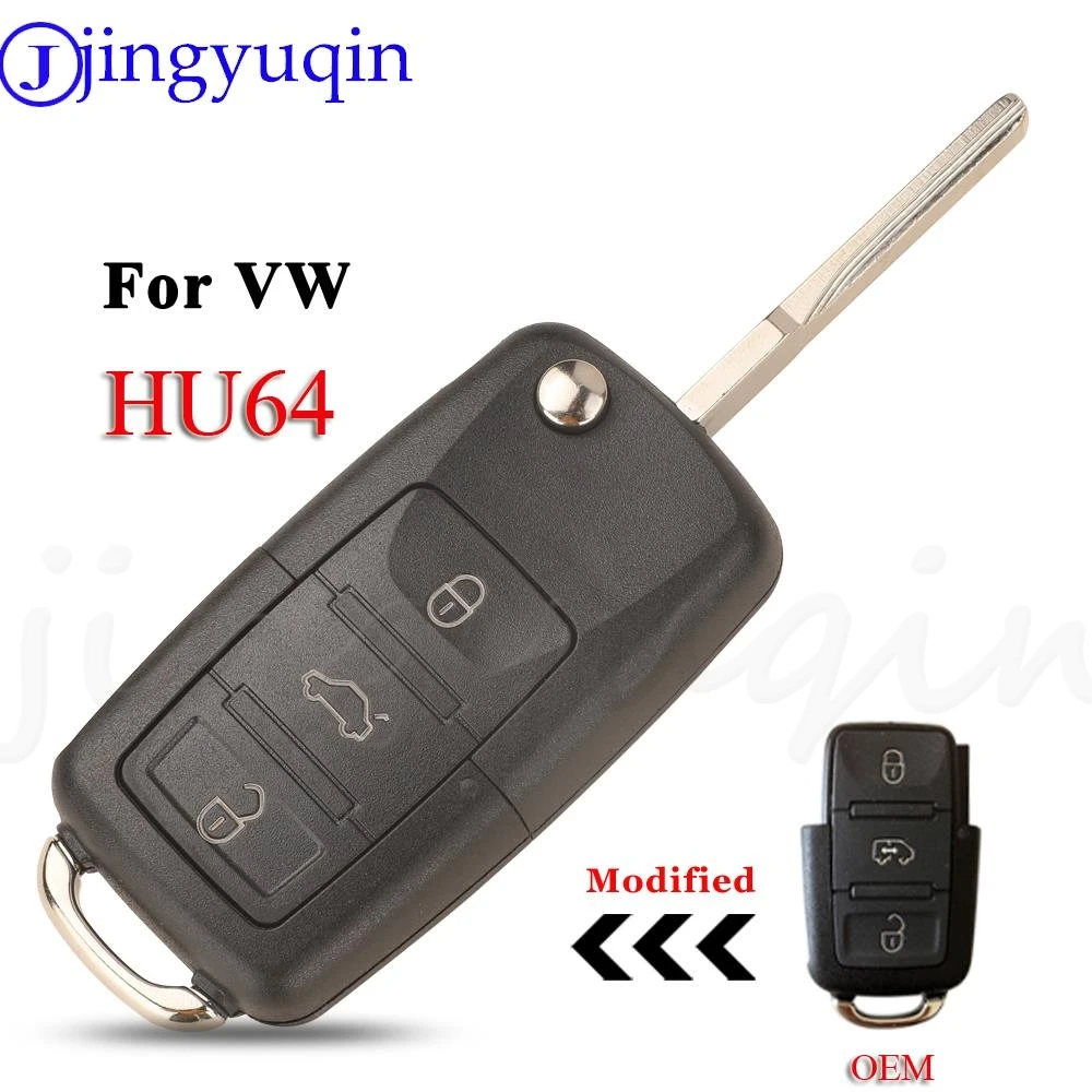 jingyuqin 10pcs Modified Flip Remote Car Key Shell Case For VW CRAFTER 2006-2011 HU64 Blade 2E0959753A Key Cover Replacement