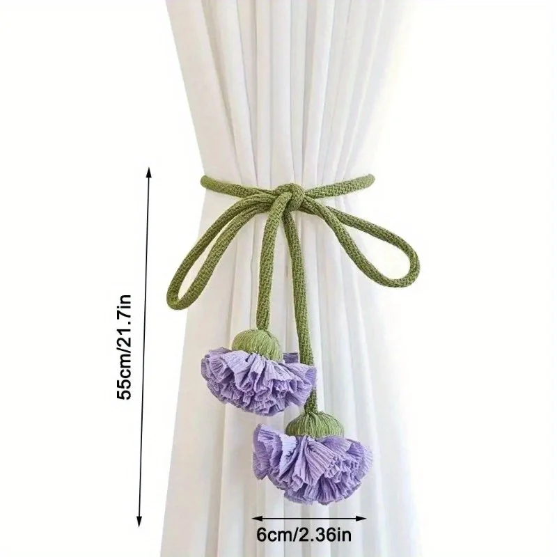 1Pc Elastic Band Curtain Tieback Flower Shape Adjustable Window Curtain Buckles No Punching Curtain Rope Holders Colors Can