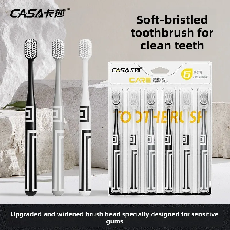 【escova-de-dentes-avancada-handheld-six】-escova-de-dentes-macia-para-uso-domestico-uso-escolar-limpeza-protecao-gengival-escova-de-dentes-com-cabeca-larga